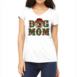 Christmas English Bulldog Mom Women's V-Neck T-Shirt