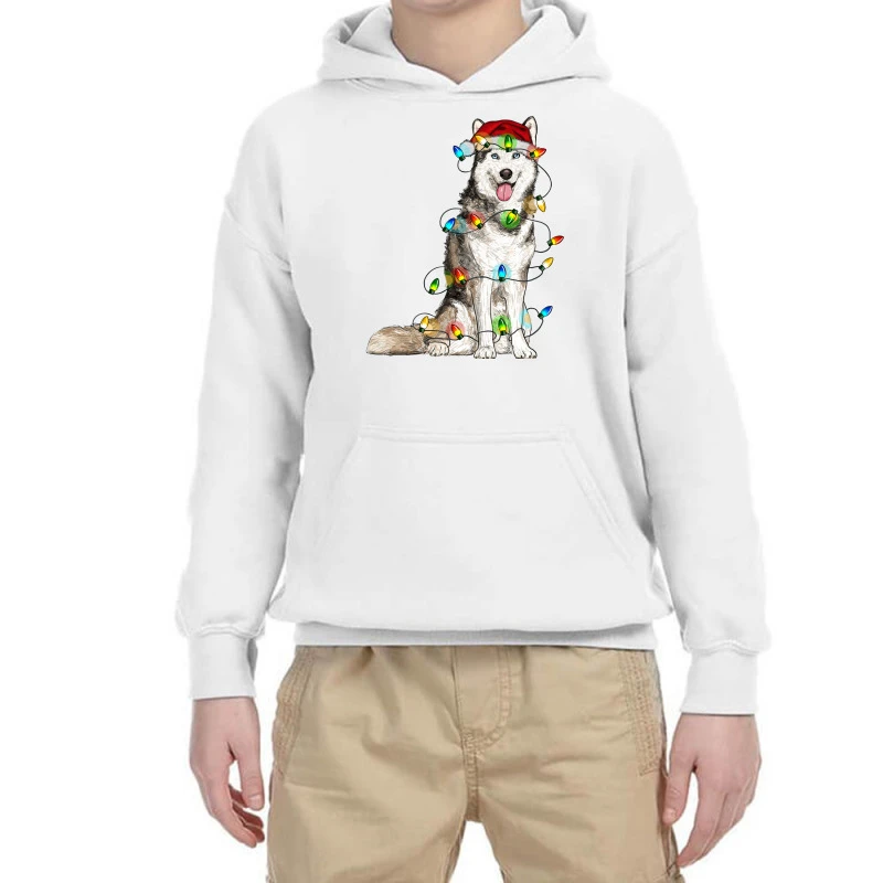 Husky Christmas Lights Youth Hoodie 3 Husky Christmas Lights Youth Hoodie