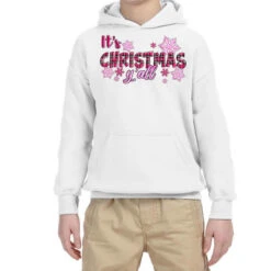It's Christmas Y'all Season Pink Christmas Youth Hoodie
