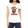 Merry Christmas Longhorn Cow Women's V-Neck T-Shirt