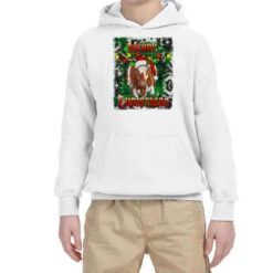 Western Merry Christmas Longhorn Cow Youth Hoodie