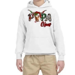 Papa Claus With Long Horn Western Christmas Youth Hoodie
