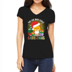The Cat Who Stole Christmas Women's V-Neck T-Shirt