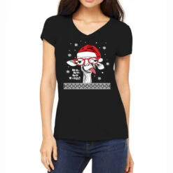 Ugly Christmas Llama Santa Xmas Llama Alpaca G Women's V-Neck T-Shirt