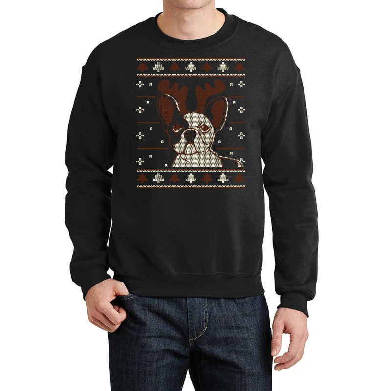 Ugly Christmas French Bulldog Puppy With Reindeer Crewneck Sweatshirt 3 Ugly Christmas French Bulldog Puppy With Reindeer Crewneck Sweatshirt