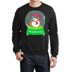 Snow Globe Funny Xmas Snowman Snowflakes Christmas Crewneck Sweatshirt