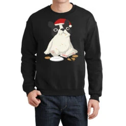 Santa English Bulldog Cookie Christmas Dog Lov Crewneck Sweatshirt