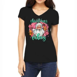 Christmas Vibes Santa Women's V-Neck T-Shirt