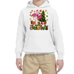 Flamingo Merry Christmas Youth Hoodie